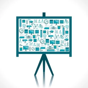 Creative board design with educational icon concept vector Stock Illustration