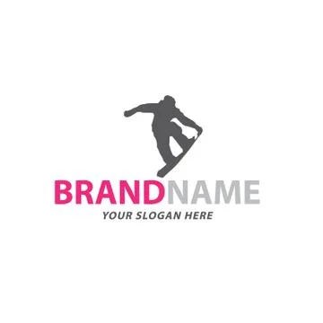 Creative boarding pose logo design vector Stock Illustration