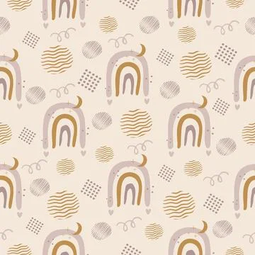 Creative boho rainbow seamless pattern Stock Illustration