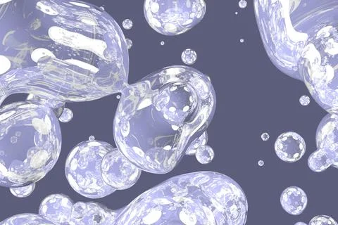 Creative bokeh blue soap shiny bubbles or liquid background Illustrazione stock