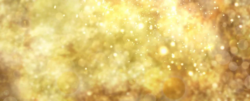 Creative Bokeh Circles And Defocused Blurred Joyful Gold or Yellow with Light Ilustración de archivo