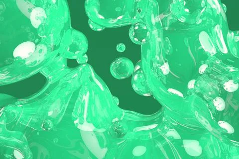 Creative bokeh green soap shiny bubbles abstract gradient background Illustrazione stock
