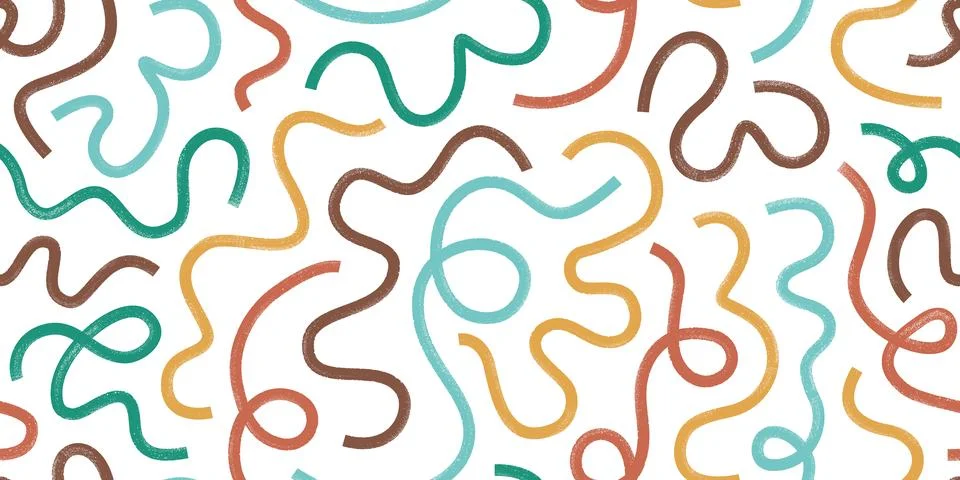 Creative bold brush line abstract art seamless background, banner. Colorful Stock Illustration