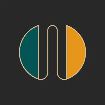 Creative bold letter W logo mockup retro font rounded shape, hipster typograp Stock Illustration