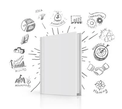 Creative book idea Creative book idea with business hand drawn symbols. Ve... Stock Photos