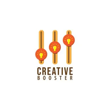 Creative booster logo design template. Glowing light bulb with Equalizer lo.. Stock-Illustration
