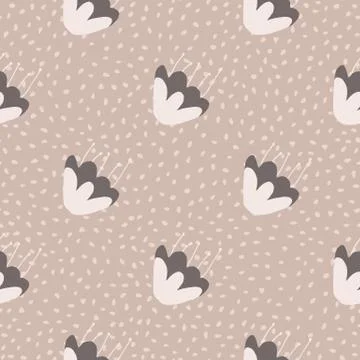 Creative botanic seamless pattern with flowers in white and purple colors. Pa Stock Illustration