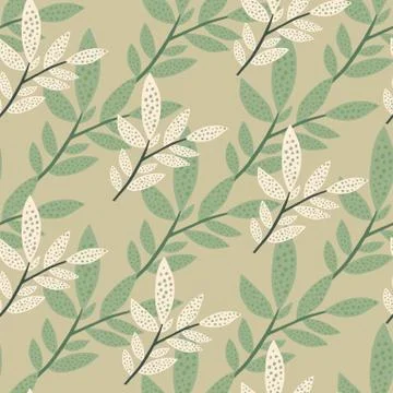 Creative botanical vector backdrop. Rustic forest foliage branches seamless p Stock Illustration