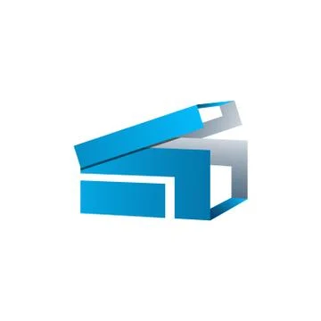 Creative Box abstract emblem, design concept, logo, logotype element for temp Stock Illustration