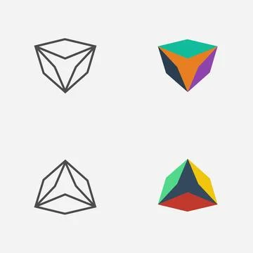 Creative boxes in its line and colorful shape vector design Stock Illustration