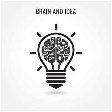 Creative brain and light bulb Stock Illustration