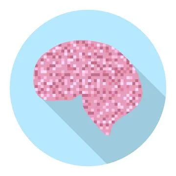 Creative brain, brain icon in the form of pixels. Vector, design illustration Stock Illustration