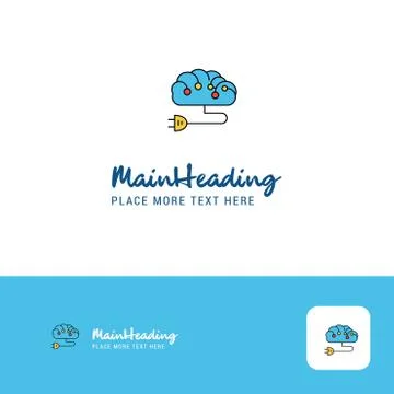 Creative Brain circuit  Logo Design. Flat color Logo place for Tagline. Vecto 스톡 일러스트