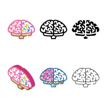 Creative brain color icon variants vector Illustrazione stock