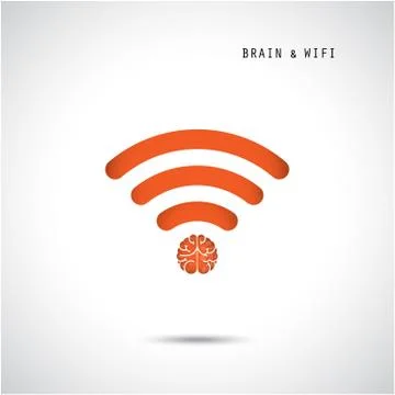 Creative brain concept and wifi sign. Education, technology and business back Stock Illustration