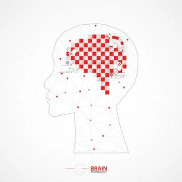 Creative brain concept background with triangular grid. Stock Illustration