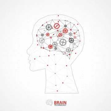 Creative brain concept background with triangular grid. Stock Illustration