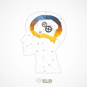 Creative brain concept background with triangular grid. Stock Illustration