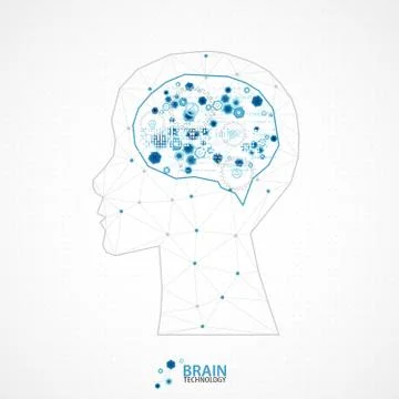 Creative brain concept background with triangular grid. Stock Illustration