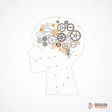 Creative brain concept background with triangular grid. 스톡 일러스트
