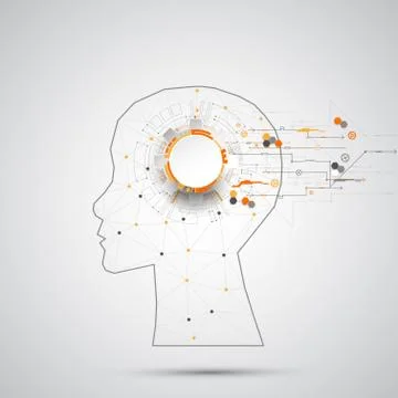 Creative brain concept background with triangular grid. Stock Illustration