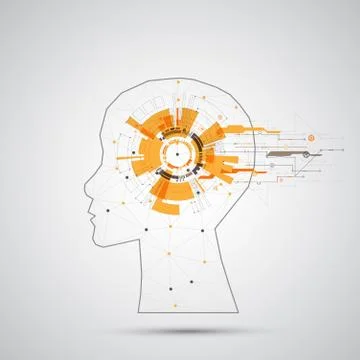 Creative brain concept background with triangular grid. Stock Illustration