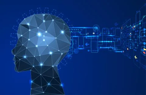 Creative brain concept background with triangular grid. イラスト素材