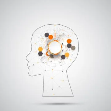 Creative brain concept background with triangular grid. Stock Illustration