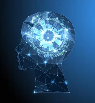 Creative brain concept background with triangular grid. Stock Illustration