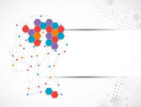 Creative brain concept background with triangular grid. Illustrazione stock
