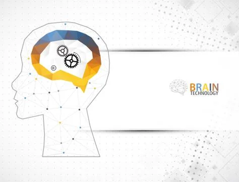 Creative brain concept background with triangular grid. Stock Illustration