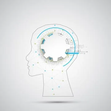 Creative brain concept background with triangular grid. 스톡 일러스트