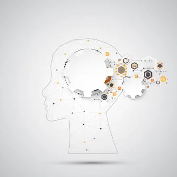 Creative brain concept background with triangular grid. Stock Illustration