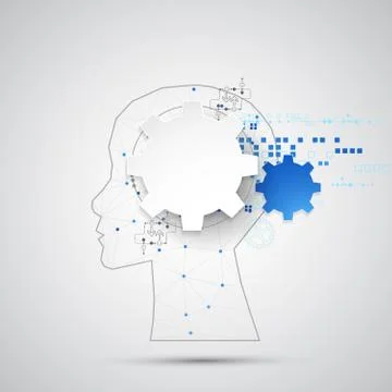 Creative brain concept background with triangular grid. Artificial Intelligen Stock Illustration