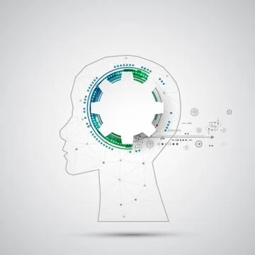 Creative brain concept background with triangular grid. Artificial Intelligen Stock Illustration