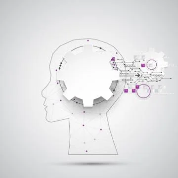 Creative brain concept background with triangular grid. Artificial Intelligen Stock Illustration