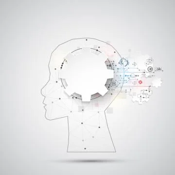 Creative brain concept background with triangular grid. Artificial Intelligen Stock Illustration