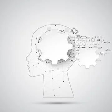 Creative brain concept background with triangular grid. Artificial Intelligen イラスト素材