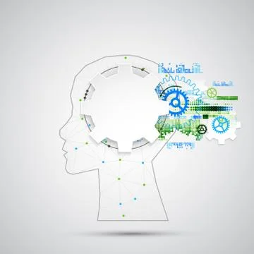 Creative brain concept background with triangular grid. Artificial Intelligen Stock Illustration