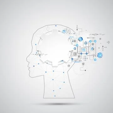 Creative brain concept background with triangular grid. Artificial Intelligen イラスト素材