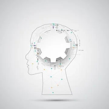 Creative brain concept background with triangular grid. Artificial Intelligen Stock Illustration