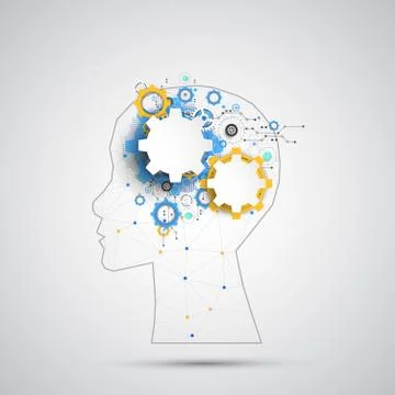 Creative brain concept background with triangular grid. Artificial Intelligen イラスト素材