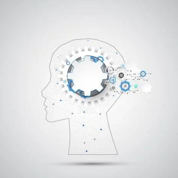 Creative brain concept background with triangular grid. Artificial Intelligen Stock Illustration