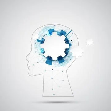 Creative brain concept background with triangular grid. Artificial Intelligen Stock Illustration