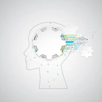 Creative brain concept background with triangular grid. Artificial Intelligen Stock Illustration