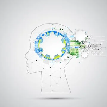 Creative brain concept background with triangular grid. Artificial Intelligen Stock Illustration