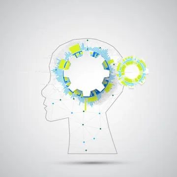 Creative brain concept background with triangular grid. Artificial Intelligen イラスト素材