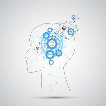 Creative brain concept background with triangular grid. Artificial Intelligen Stock Illustration