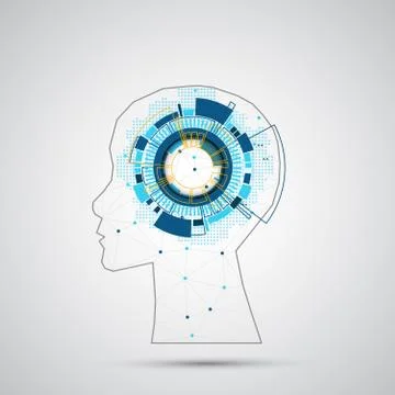 Creative brain concept background with triangular grid. Artificial Intelligen イラスト素材