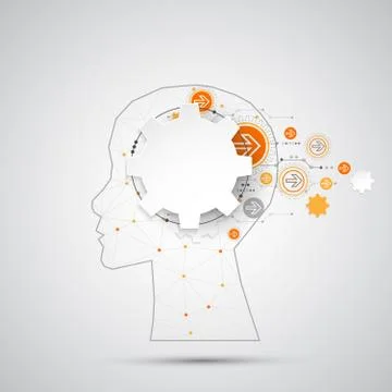 Creative brain concept background with triangular grid. Artificial Intelligen Stock Illustration